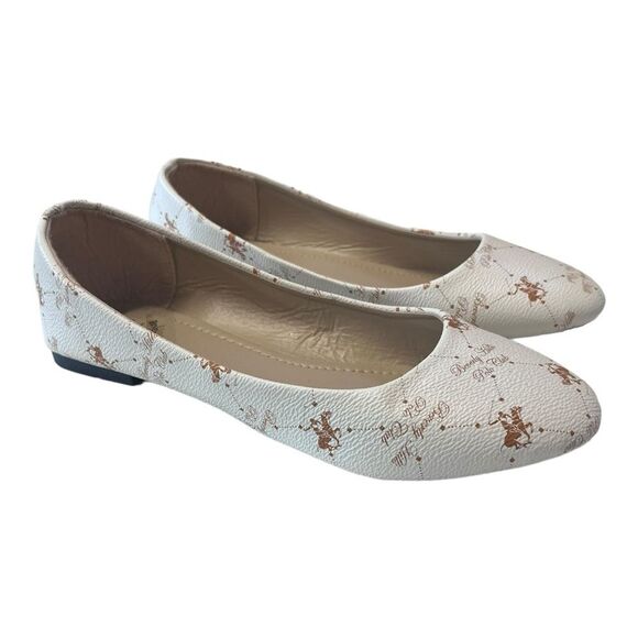 NWOB Beverly Hills Polo Club | Cream Tan Logo Slip on Flats - Picture 1 of 5